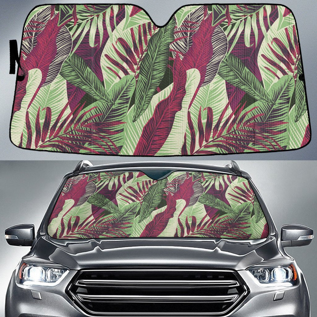 Red And Green Banana And Phoenix Leaf Summer Texture Car Sun Shades Cover Auto Windshield Coolspod