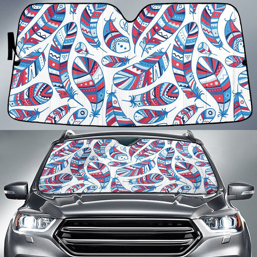 Red And Blue Peacock Feather Tribal Pattern Car Sun Shades Cover Auto Winshield Coolspod