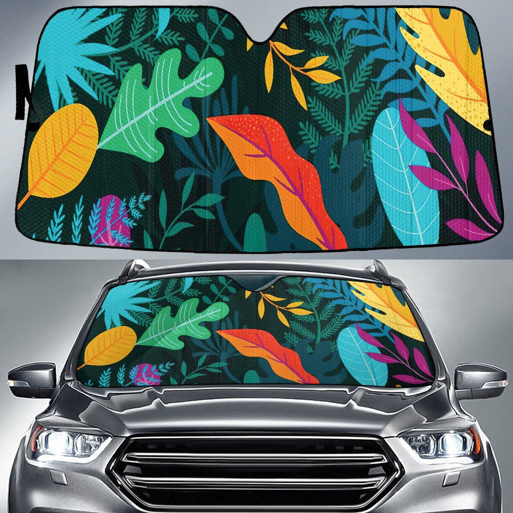 Colorful Tropical Leaves Summer Pattern Car Sun Shades Cover Auto Windshield Coolspod