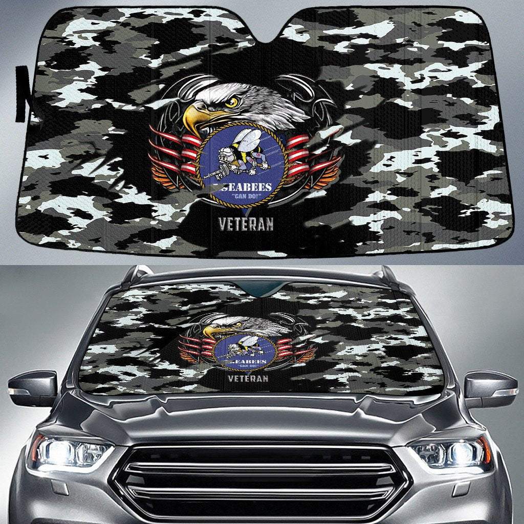 Bald Eagle American Flag Black Grey Camo Pattern Printed Car Sun Shades Cover Auto Windshield Coolspod