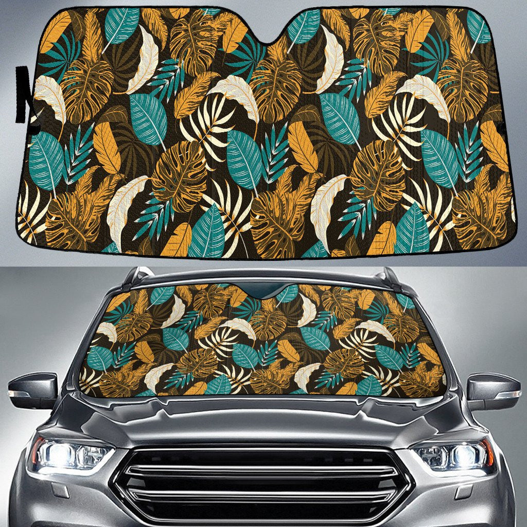 Yellow And Green Tropical Leaves Summer Vibe Car Sun Shades Cover Auto Windshield Coolspod