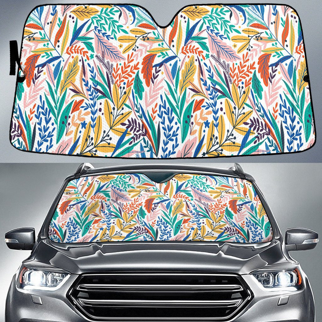 Colorful Types Of Tropical Leaves Summer Vibe All Over Print Car Sun Shades Cover Auto Windshield Coolspod