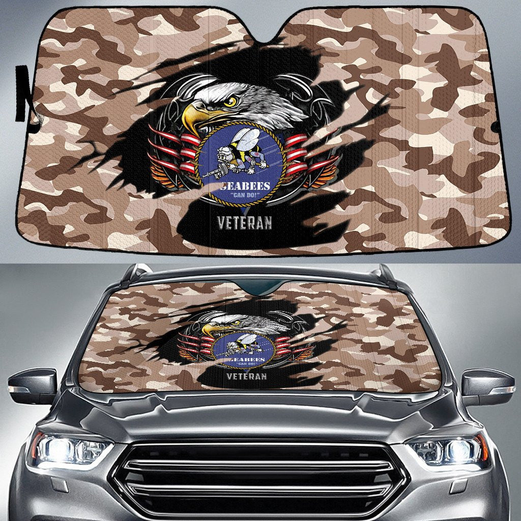 Bald Eagle American Flag Brown Camo Cow Pattern Printed Car Sun Shades Cover Auto Windshield Coolspod