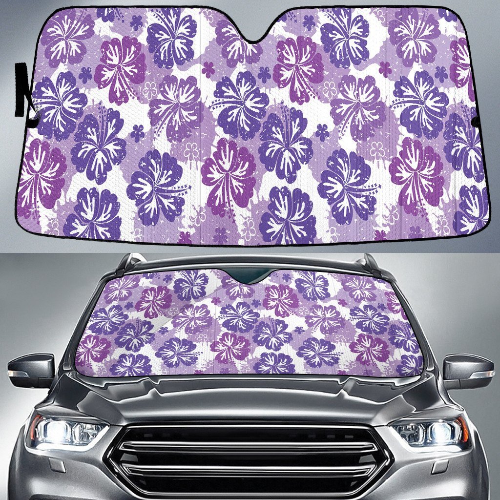 Blue And Purple Hawaiian Hibiscus Flowers Paint Splatter Car Sun Shades Cover Auto Windshield Coolspod