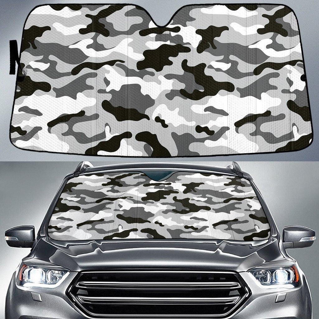 Military Leaf Black And Grey Camo Pattern Printed Car Sun Shades Cover Auto Windshield Coolspod