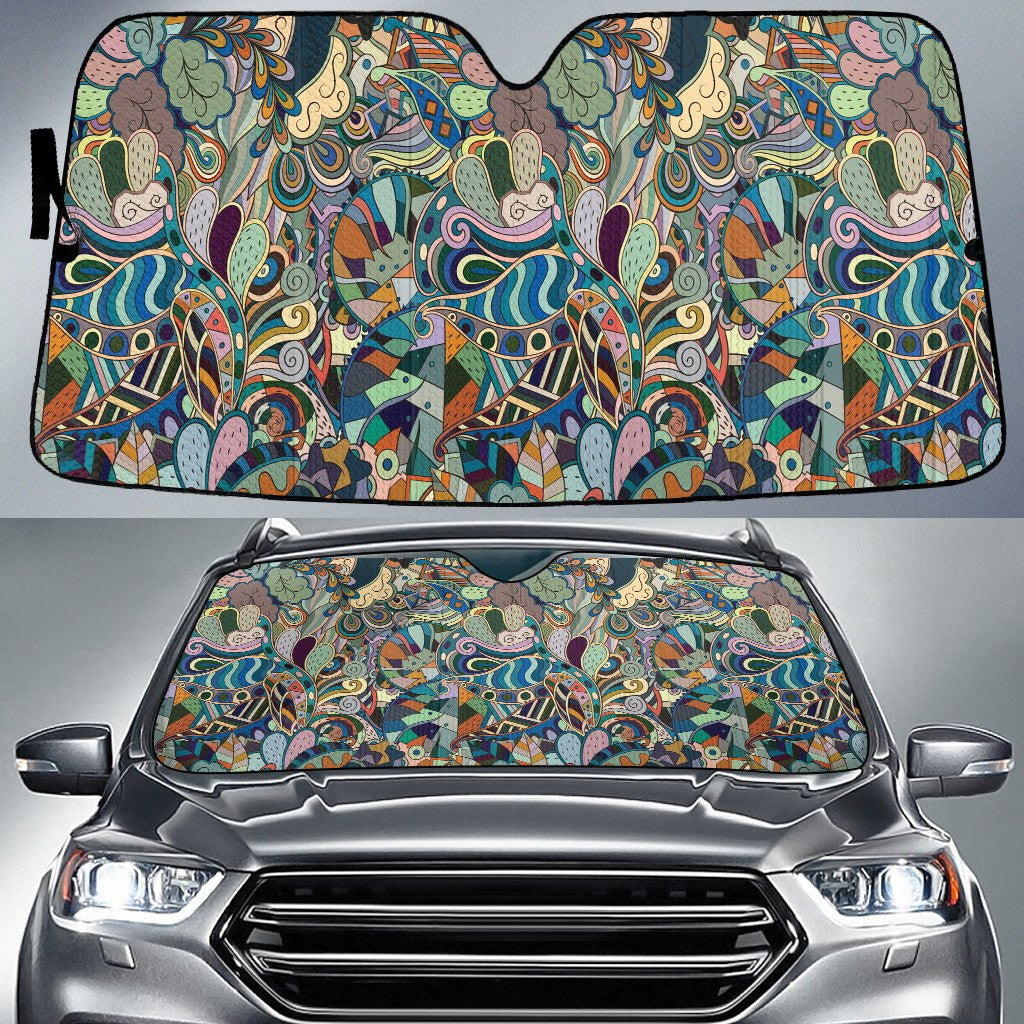 Cool Tone Colors Mirrored Flowers Paisley Texture Dot Theme Car Sun Shades Cover Auto Windshield Coolspod
