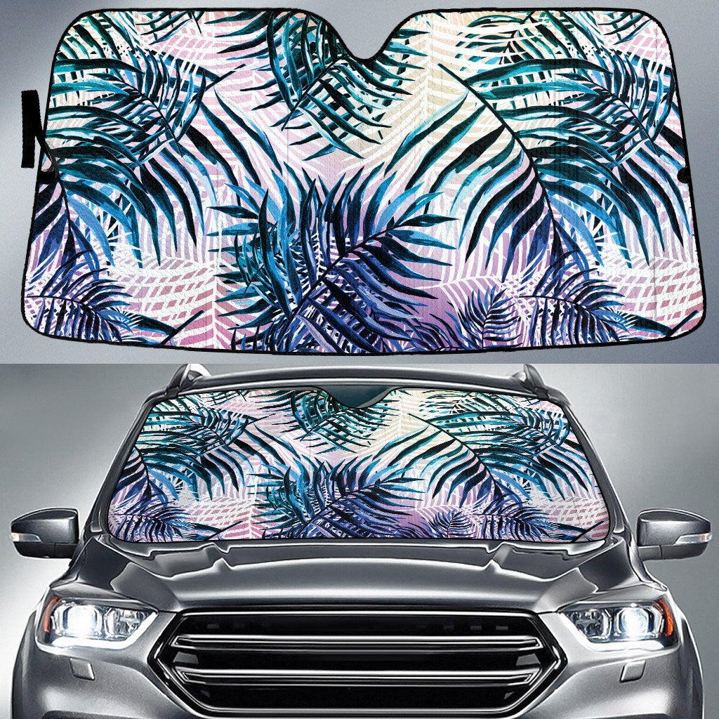 Green Coconut Palm Leaf Over Summer Ombre Color Car Sun Shades Cover Auto Windshield Coolspod