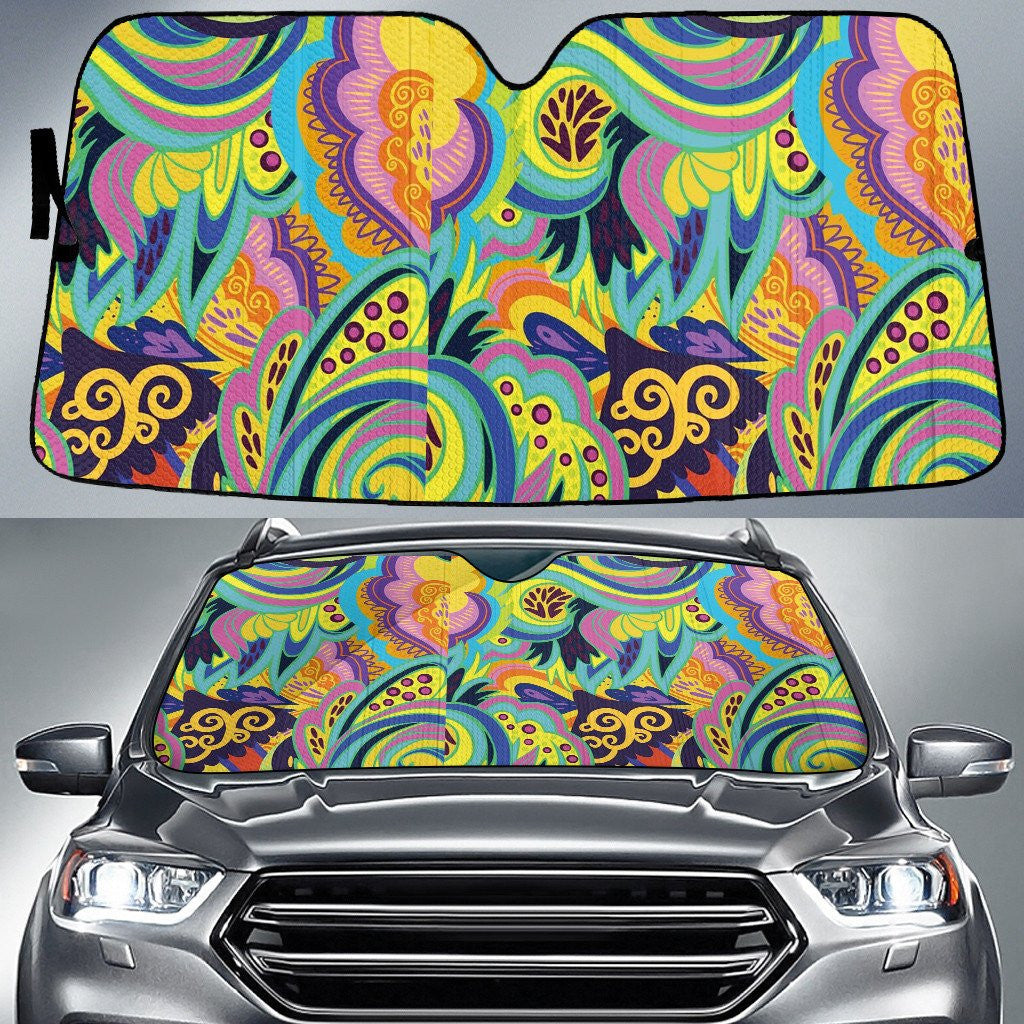Colorful Flowers Paisley Texture All Over Print Car Sun Shades Cover Auto Windshield Coolspod