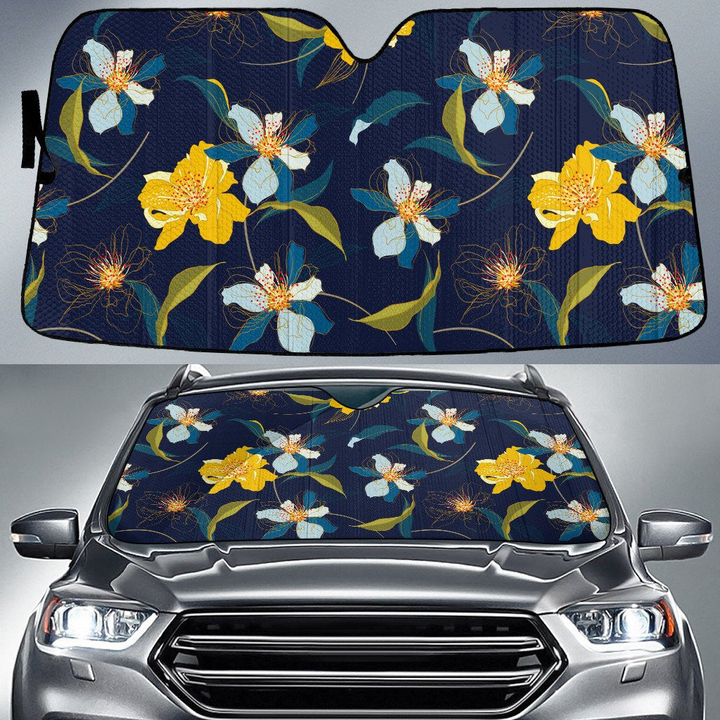 Yellow Hawaiian Hibiscus Flower Mixture White Blue Mexican Sunflower Car Sun Shades Cover Auto Windshield Coolspod