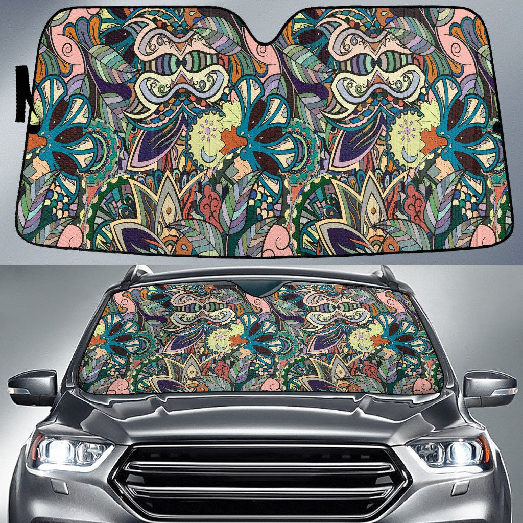 Mint Green Color Flowers Paisley Texture Dot Theme Car Sun Shades Cover Auto Windshield Coolspod