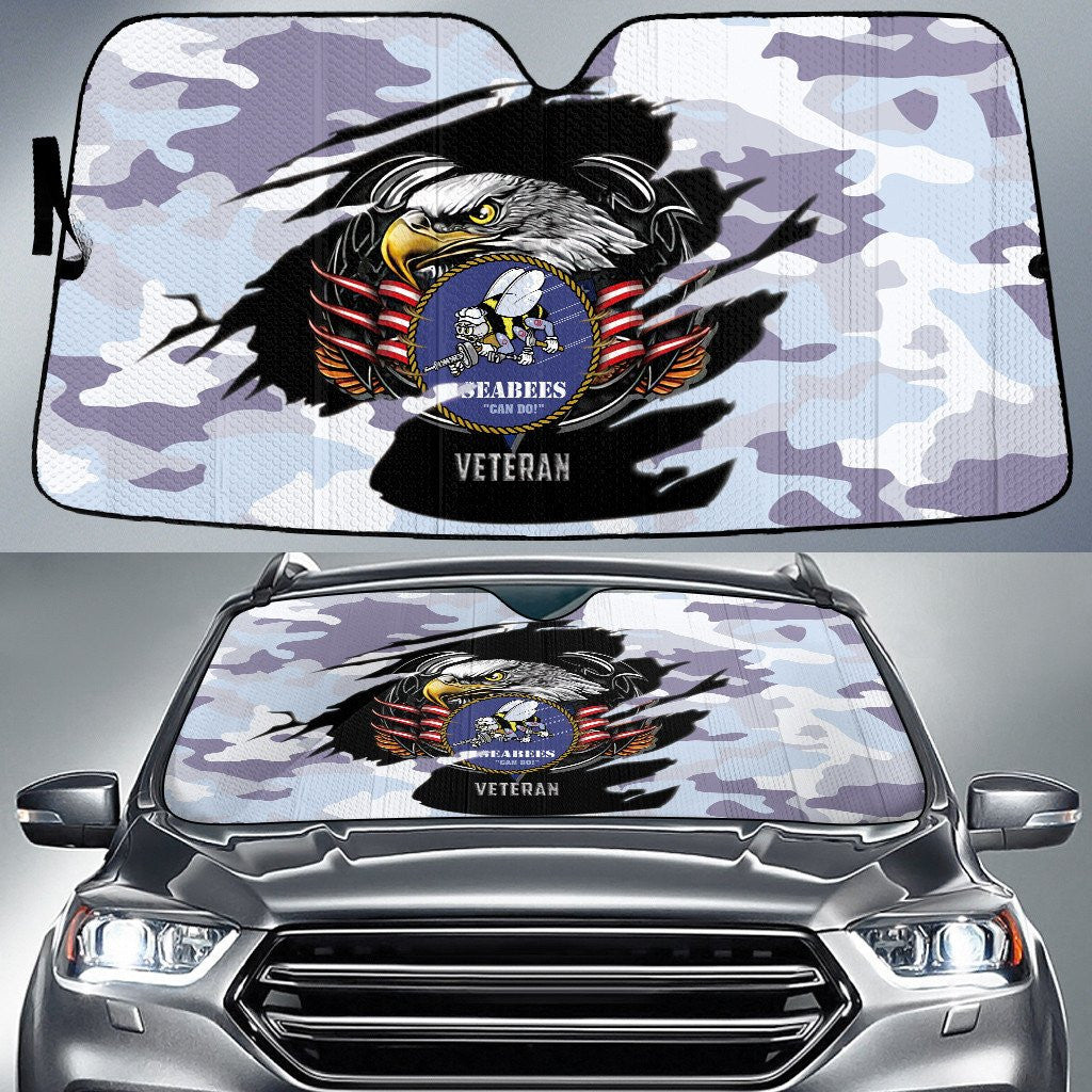 Bald Eagle American Flag Purple Camo Cow Pattern Printed Car Sun Shades Cover Auto Windshield Coolspod
