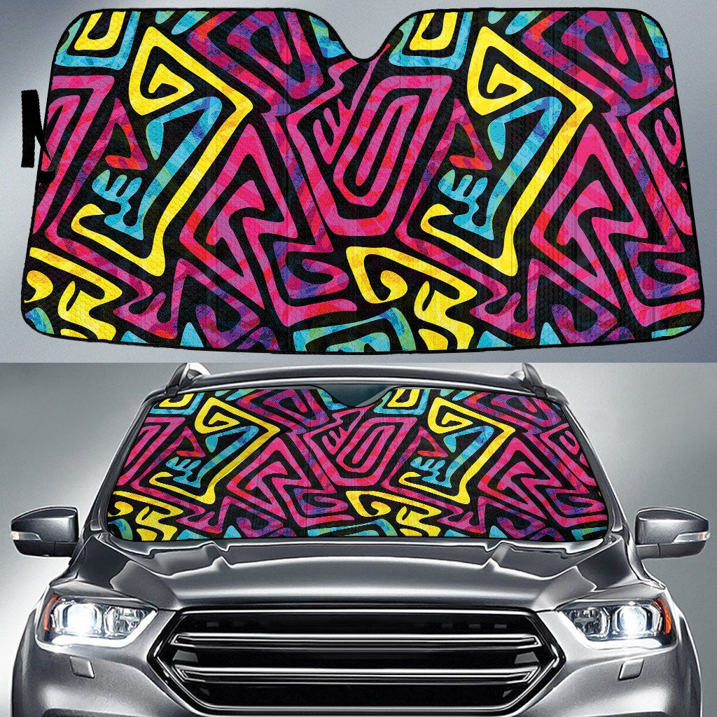 Multicolor Geometric Pattern Car Sun Shades Cover Auto Winshield Coolspod