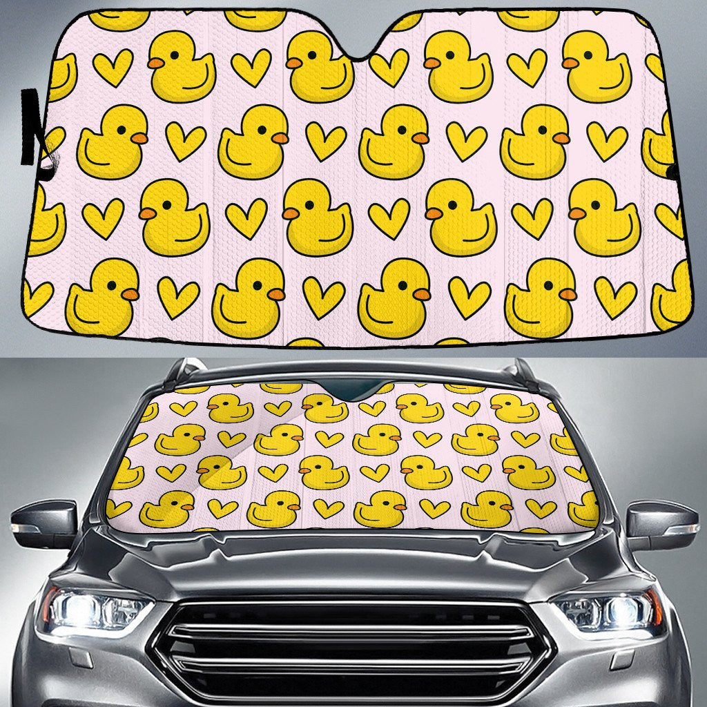 Shapes Of Yellow Duck And Lovely Heart Pink Car Sun Shades Cover Auto Windshield Coolspod