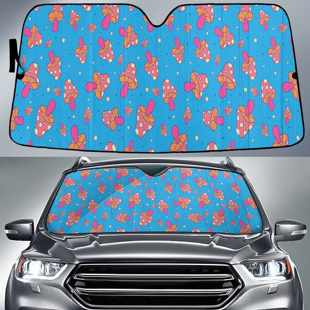 Adorable Pinky Poisonous Mushroom Blue Theme Car Sun Shades Cover Auto Windshield Coolspod