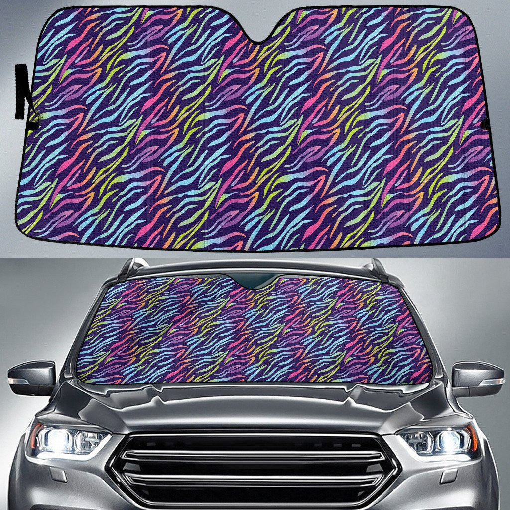 Rainbow Colors Zebra Skin Texture Car Sun Shades Cover Auto Windshield Coolspod