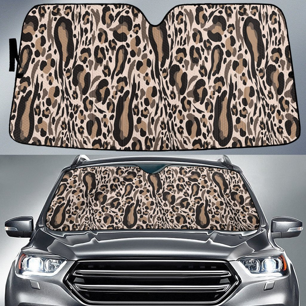 Brown Tone Large Leopard Skin Texture Car Sun Shades Cover Auto Windshield Coolspod