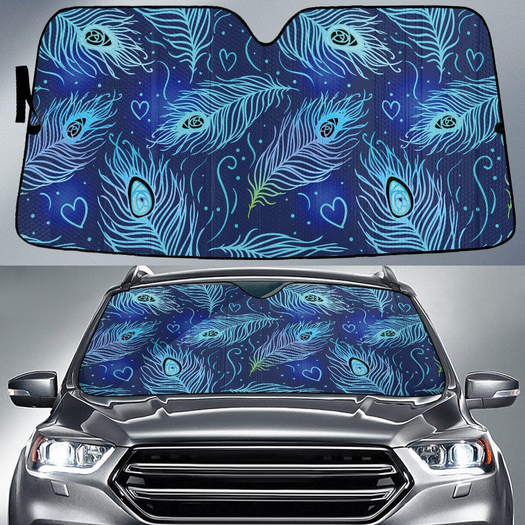 Ombre Blue To Mint Peacock Feather Lovely Theme Car Sun Sades Cover Auto Winshield Coolspod