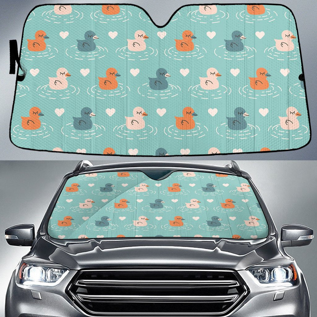 Sleeping Ducky At Lake Mint Green Theme Car Sun Shades Cover Auto Windshield Coolspod