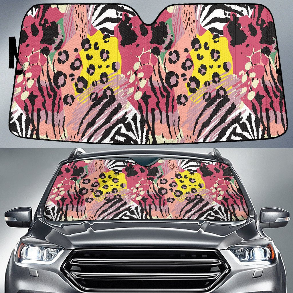 Zebra And Leopard Skin Collection Texture Orange Car Sun Shades Cover Auto Windshield Coolspod