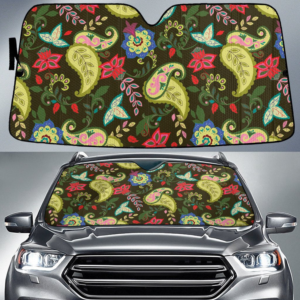 Chromatic Plumeria And Chinese Hibiscus Flowers Green Car Sun Shades Cover Auto Windshield Coolspod