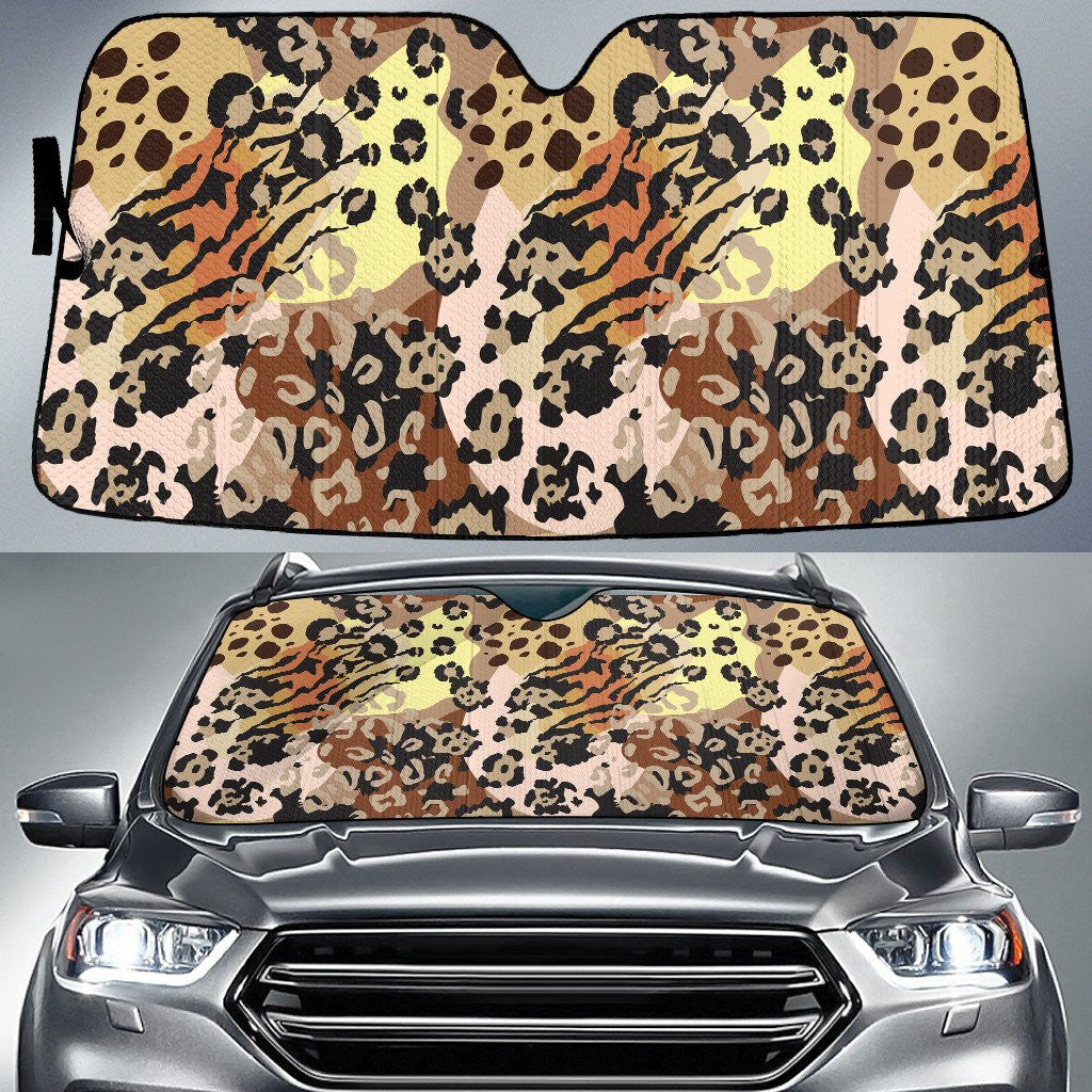 Brown Combination Of Zebra And Leopard Skin Texture Purple Car Sun Shades Cover Auto Windshield Coolspod