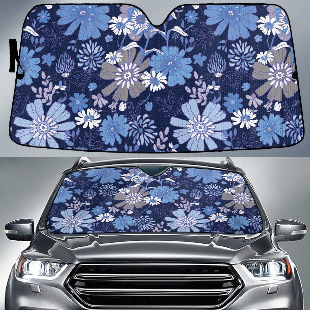 Tone Blue Hibiscus Flowers Summer Vibe Blue Car Sun Shades Cover Auto Windshield Coolspod
