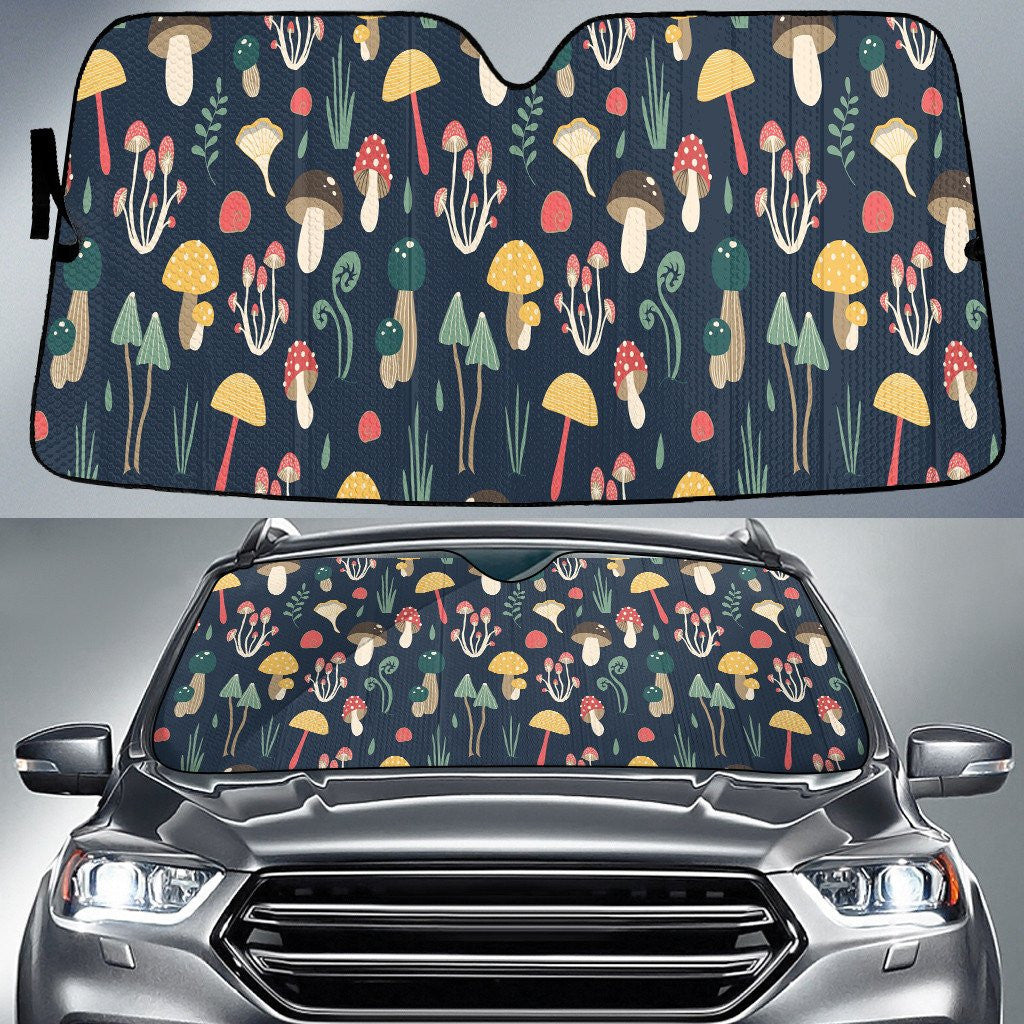 Colorful Poisonous Mushroom Plant Forest Green Theme Car Sun Shades Auto Windshield Coolspod