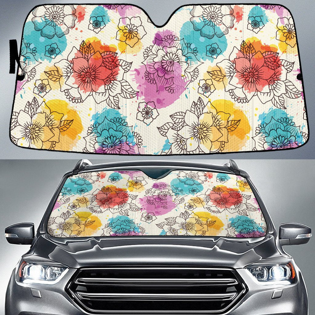 Hawaiian Hibiscus Flowers And Colorful Shadows Car Sun Shades Cover Auto Windshield Coolspod