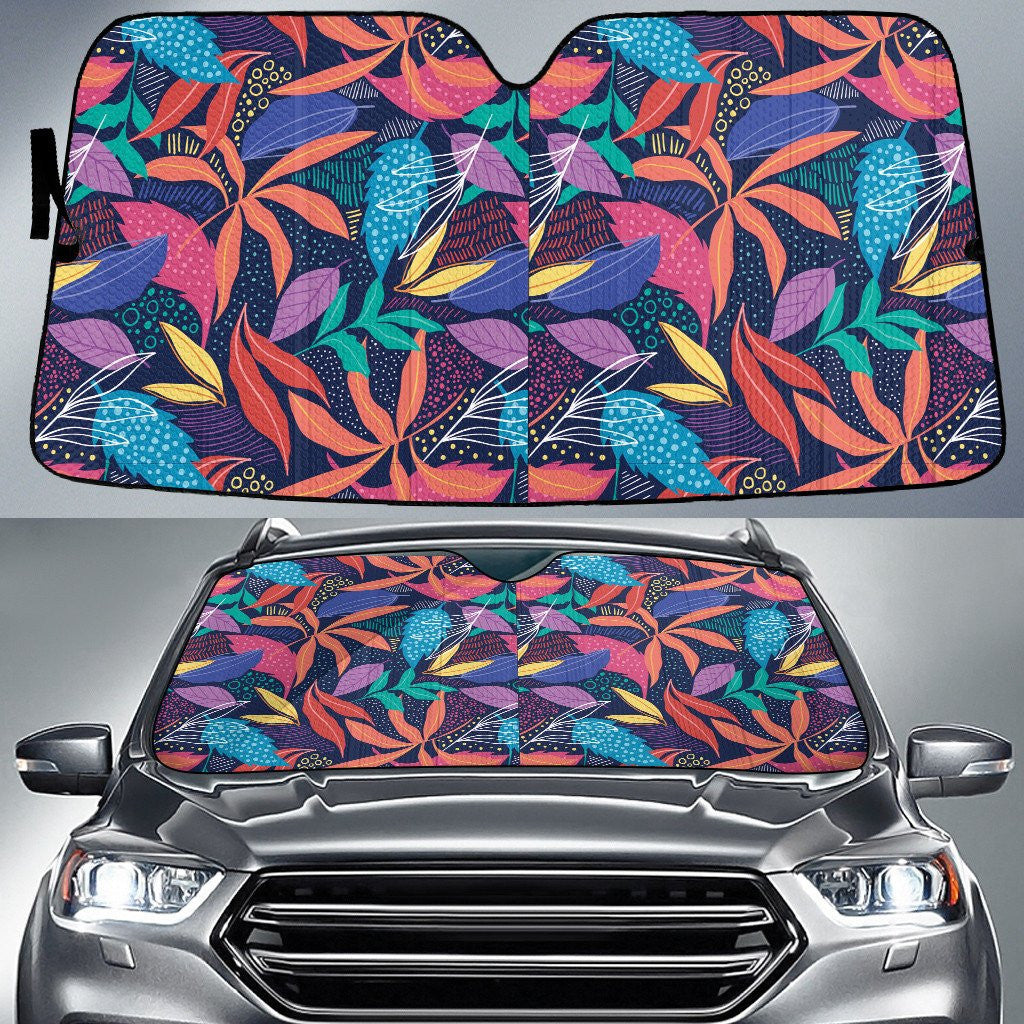 Colorful Tropical Leaves Pattern Car Sun Shades Cover Auto Windshield Coolspod