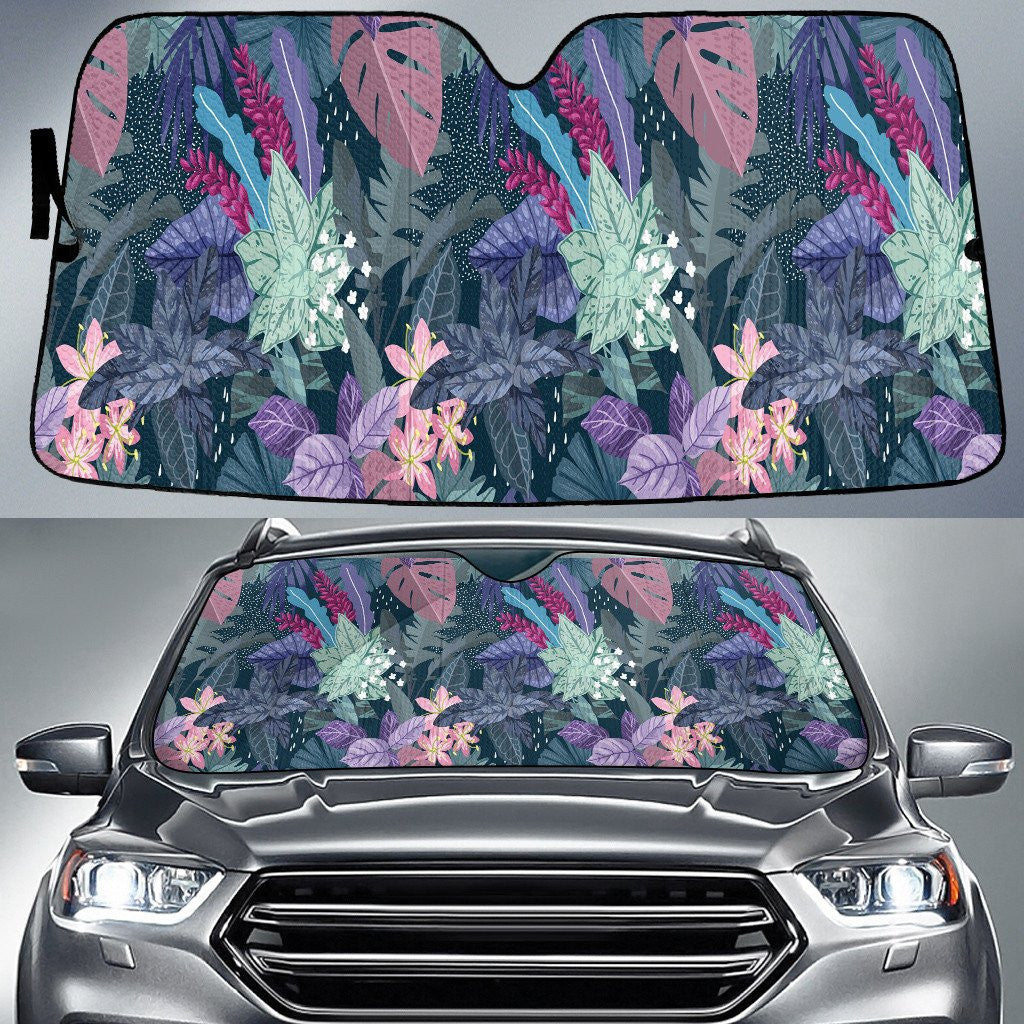 Colorful Paper Flower Monstera And Tropical Leaves Car Sun Shades Cover Auto Windshield Coolspod