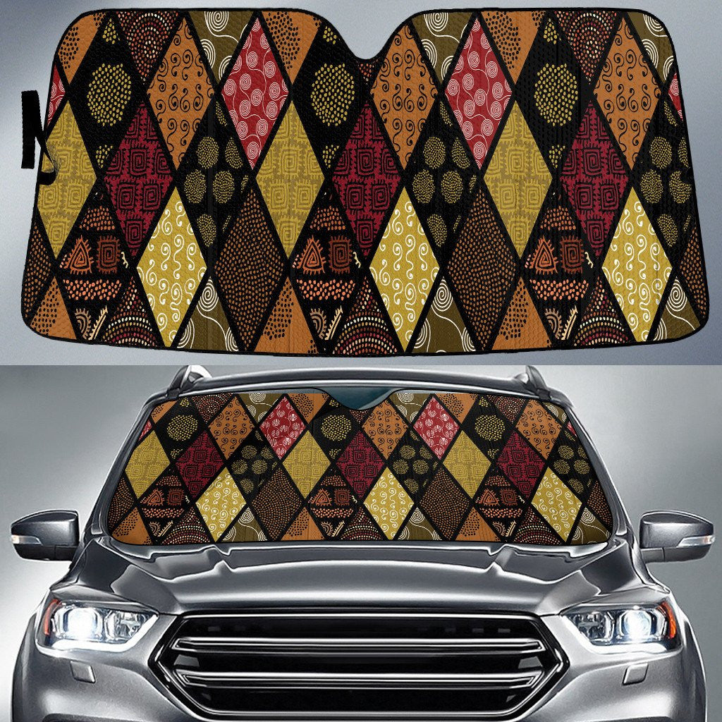 Vintage Ancient Aztec Pattern Checkered Car Sun Shades Cover Auto Windshield Coolspod