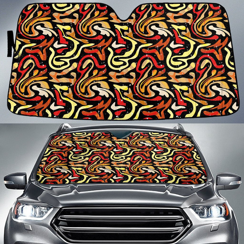 Yellow And Red Mirrored Abstract Pattern Car Sun Shades Cover Auto Windshield Coolspod