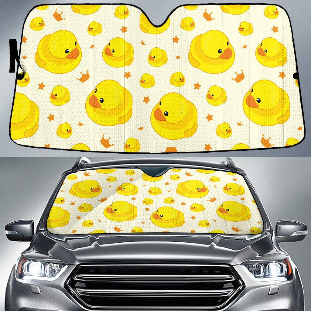 Big Yellow Duck And King Crown Beige Car Sun Shades Cover Auto Windshield Coolspod