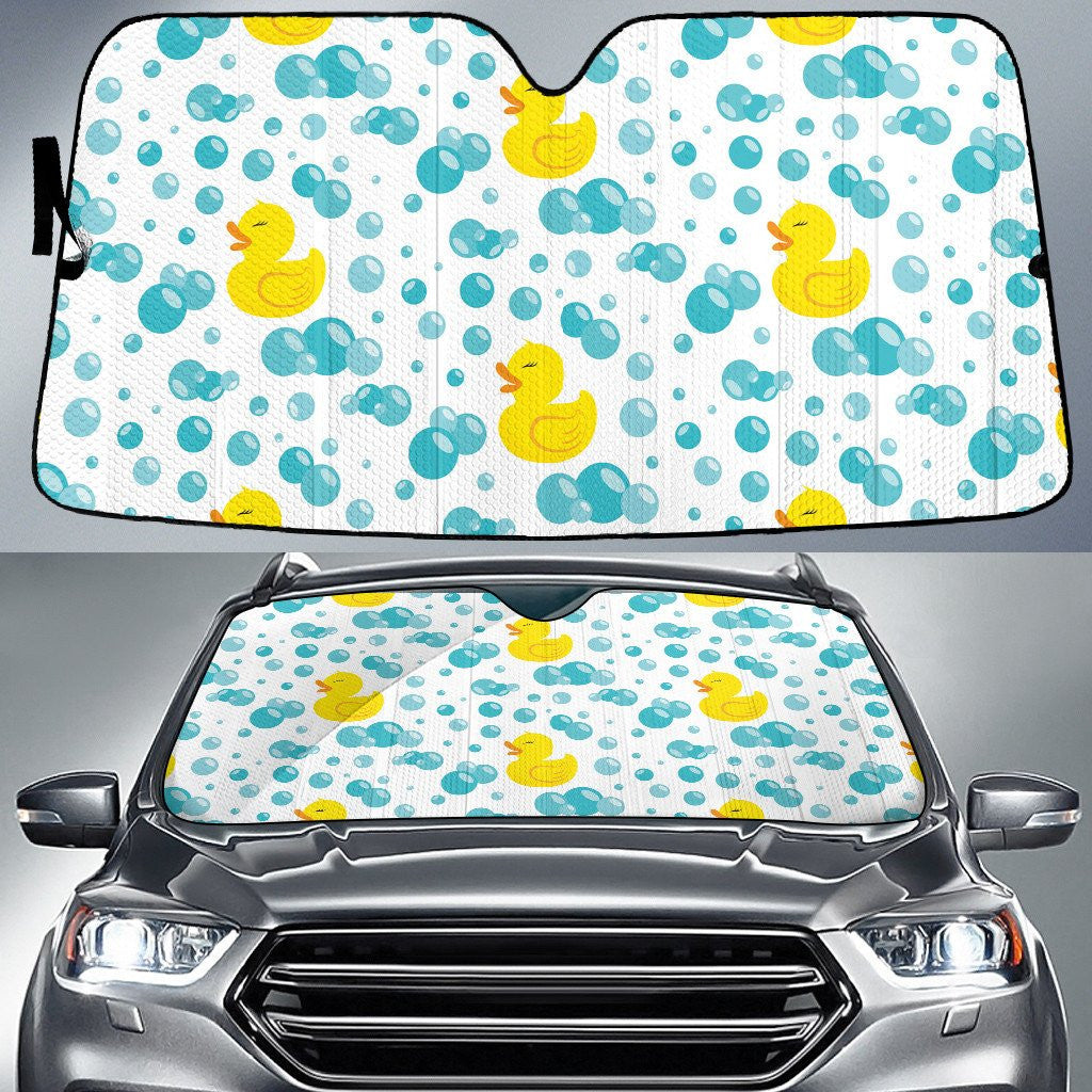 Yellow Female Ducky And Bubble White Theme Car Sun Shades Cover Auto Windshield Coolspod