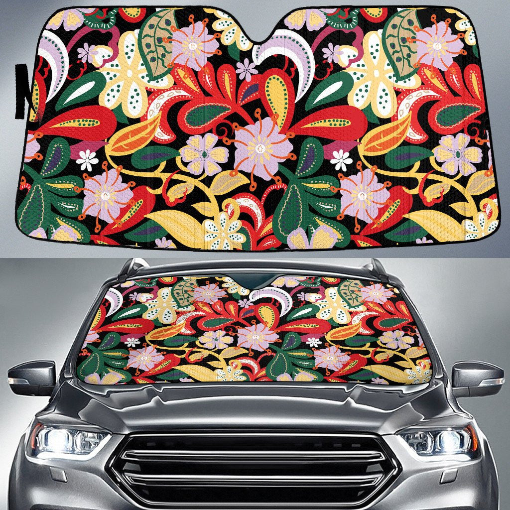 Colorful Plumeria And Hibiscus Flowers Summer Vibe Car Sun Shades Cover Auto Windshield Coolspod
