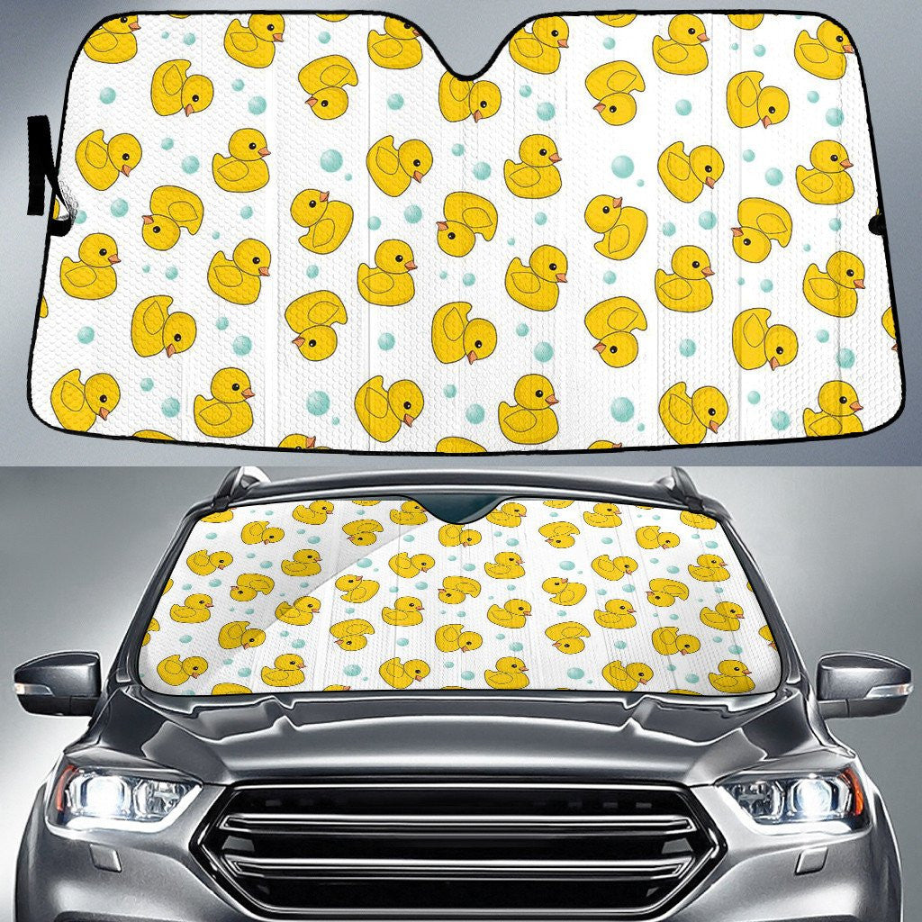 Yellow Baby Ducky And Bubble White Theme Car Sun Shades Cover Auto Windshield Coolspod