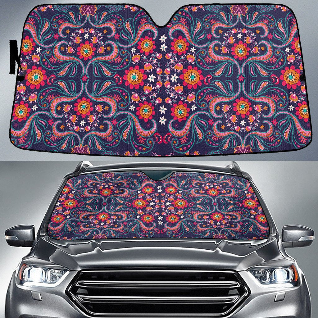 Pink And Red Mirrored Flowers Abstract Pattern Car Sun Shades Cover Auto Windshield Coolspod