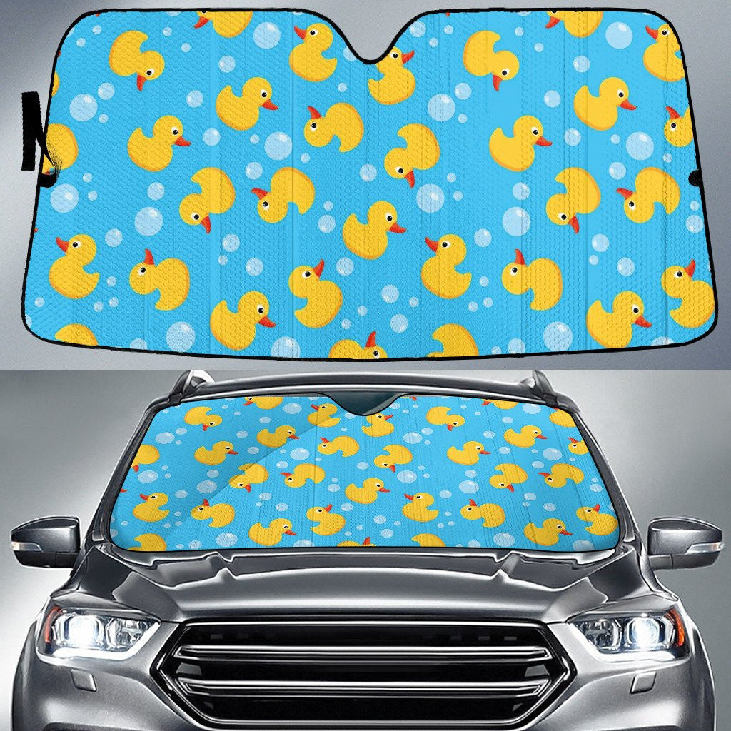 Yellow Mature Ducky And Bubble Blue Theme Car Sun Shades Cover Auto Windshield Coolspod