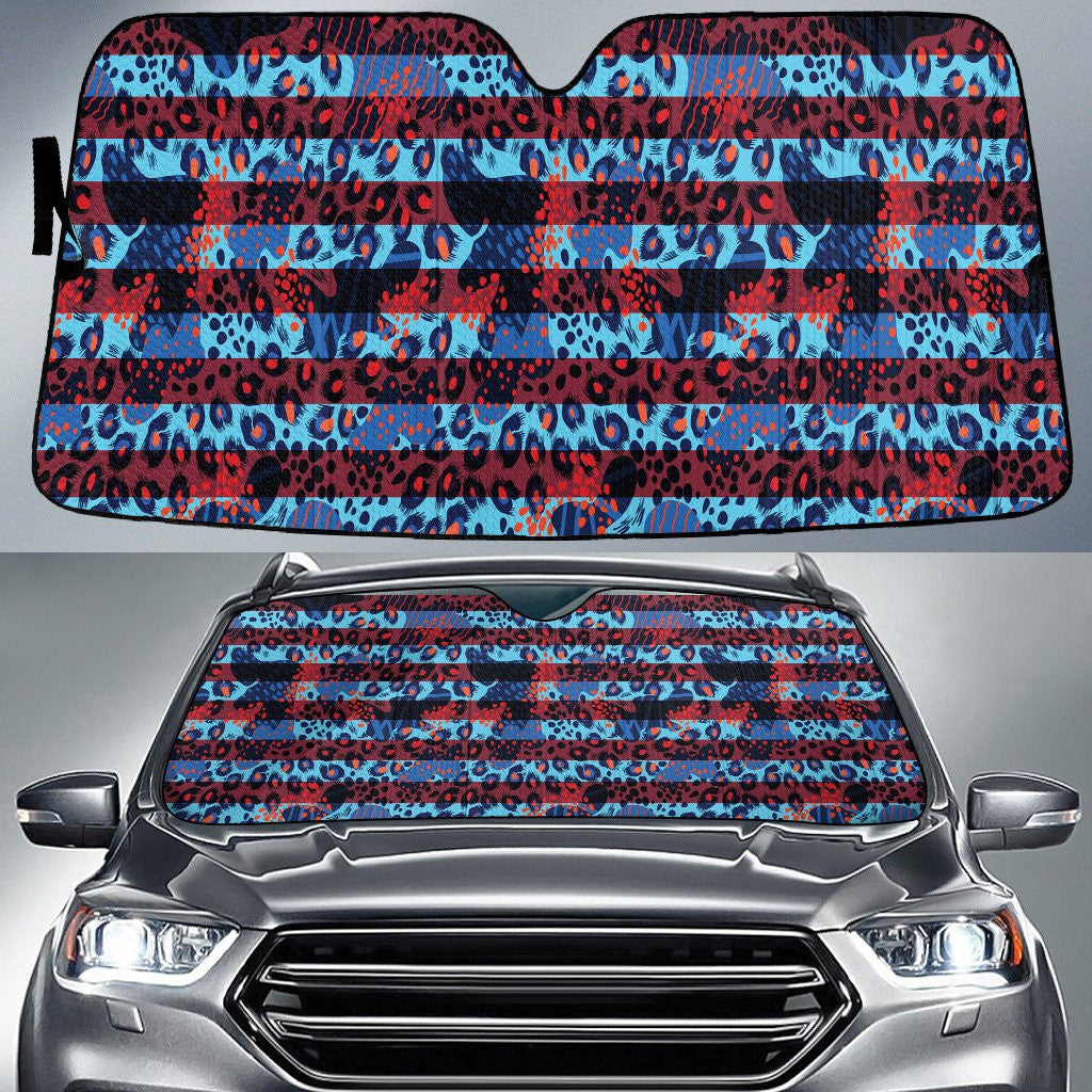 Blue Tone Tiny Leopard Skin Texture Striped Car Sun Shades Cover Auto Windshield Coolspod