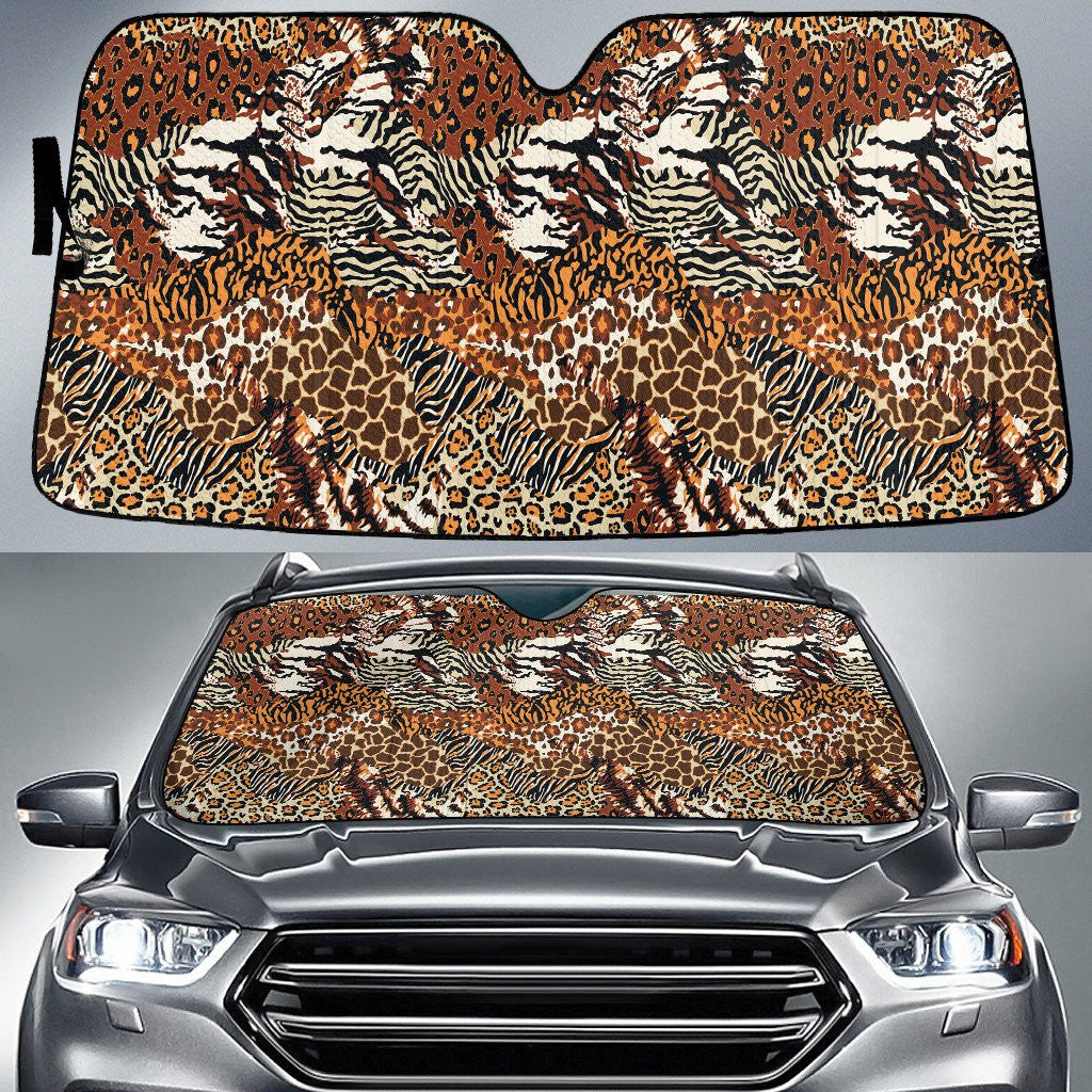Brown Tone Tiny Leopard Skin Texture Car Sun Shades Cover Auto Windshield Coolspod