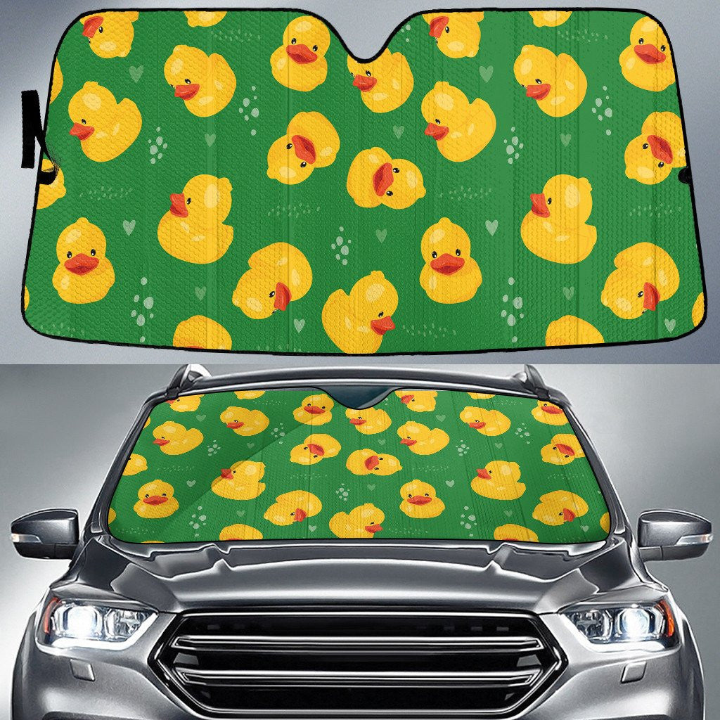 Big Yellow Duck And Lovely Heart Green Car Sun Shades Cover Auto Windshield Coolspod