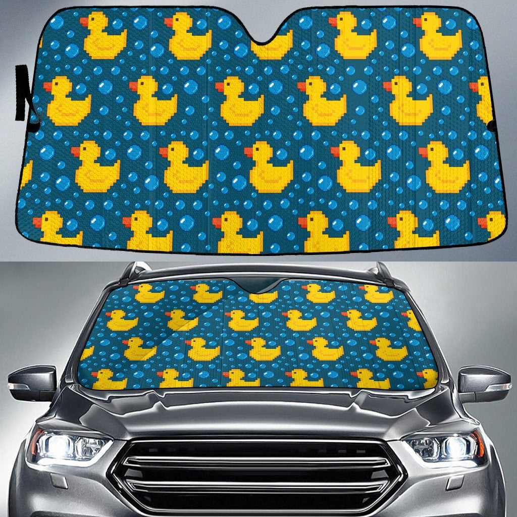 Yellow Mature Ducky And Bubble Gaming Style Blue Theme Car Sun Shades Cover Auto Windshield Coolspod