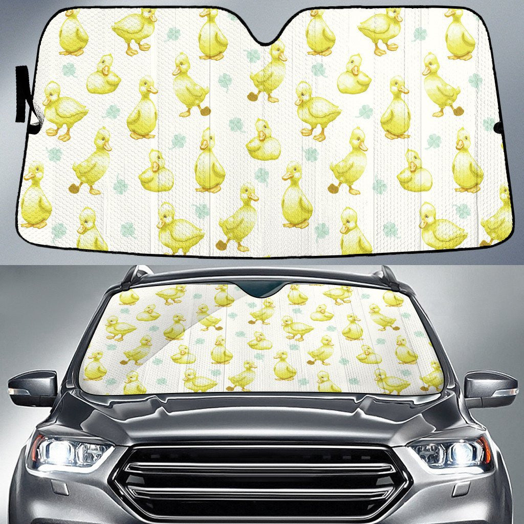 Shapes Of Yellow Duck On Ground White Car Sun Shades Cover Auto Windshield Coolspod
