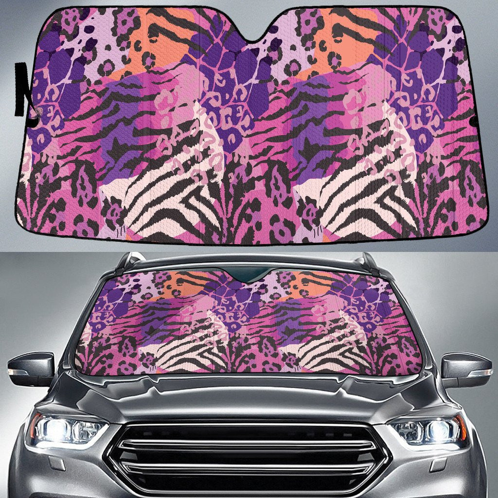 Combination Of Zebra And Leopard Skin Texture Purple Car Sun Shades Cover Auto Windshield Coolspod