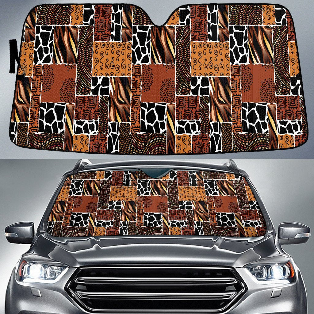 Vintage Aztec Pattern Geometric Square Shape Texture Car Sun Shades Cover Auto Windshield Coolspod