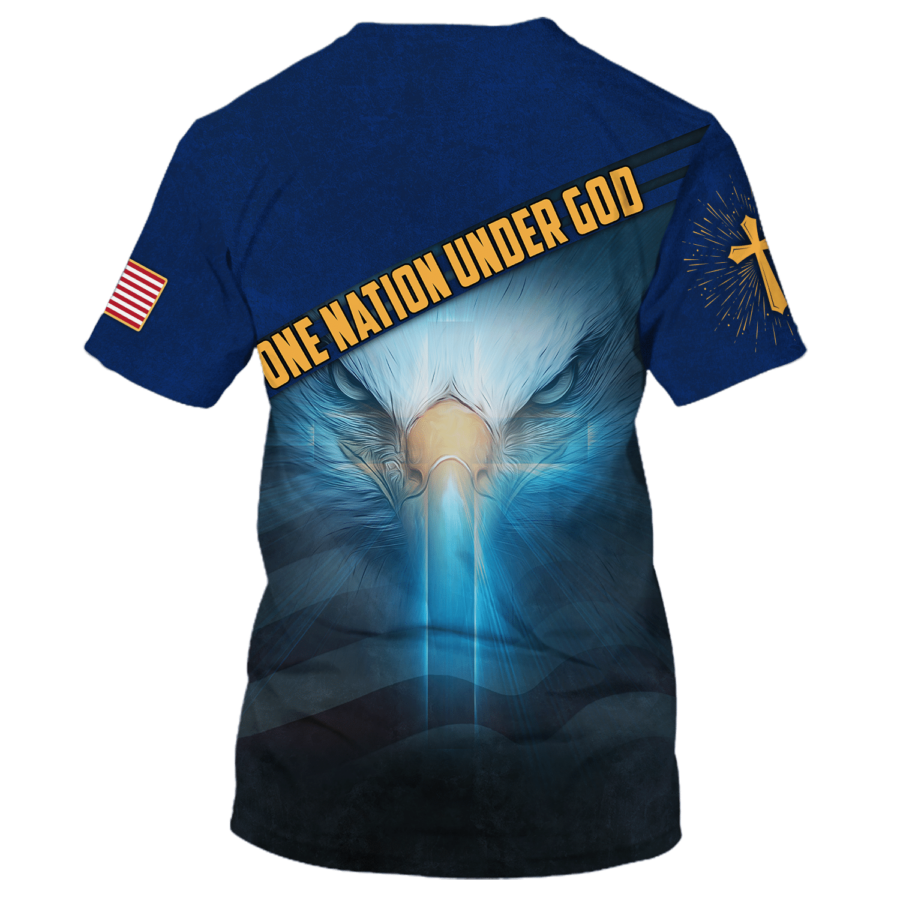 One Nation Under God Shirt Proud American Eagle Unisex 3D Premium Shirts Coolspod