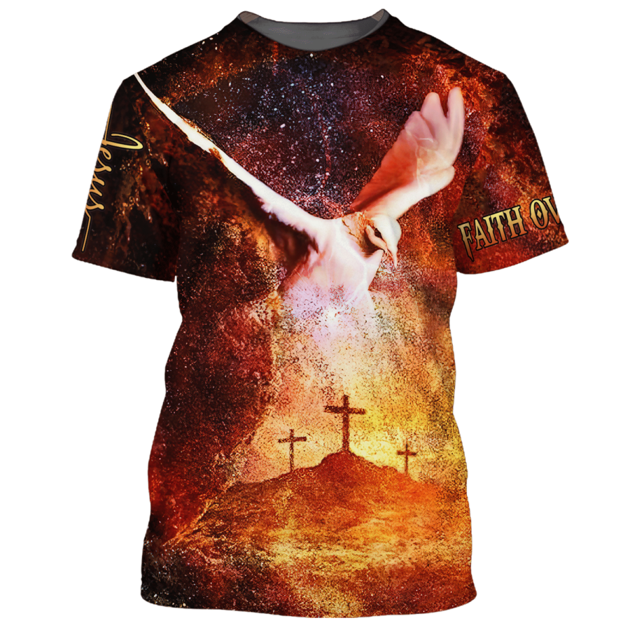 3D All Over Print Faith Over Fear T Shirt Jesus Unisex Shirts For Men Women