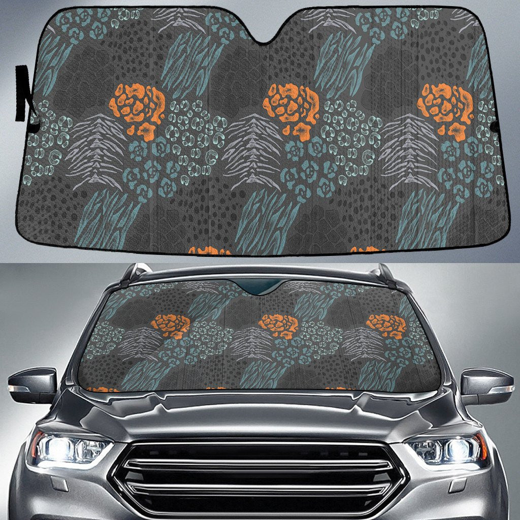 Flower And Zebra Leopard Skin Sketchy Painting Style Car Sun Shades Cover Auto Windshield Coolspod