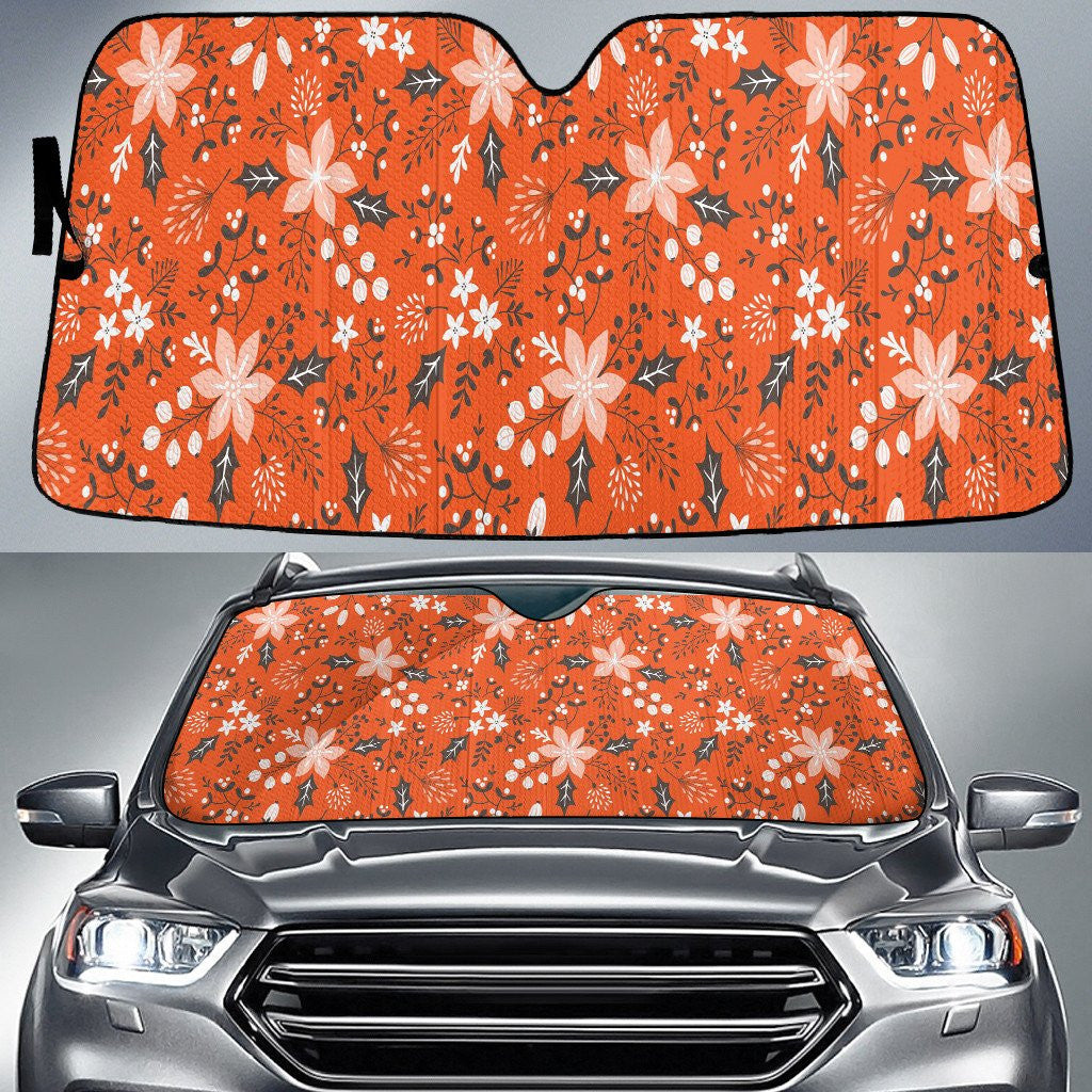 Christmas Flower And Leaf Orange Car Sun Shades Cover Auto Windshield Coolspod