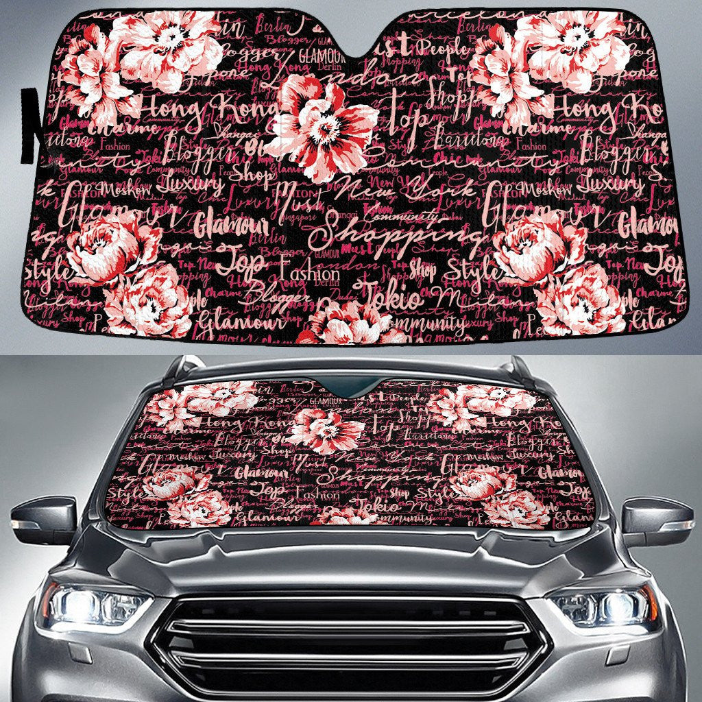 Glamour Roses Fashion Shopping Blogger All Over Print Car Sun Shades Cover Auto Windshield Coolspod
